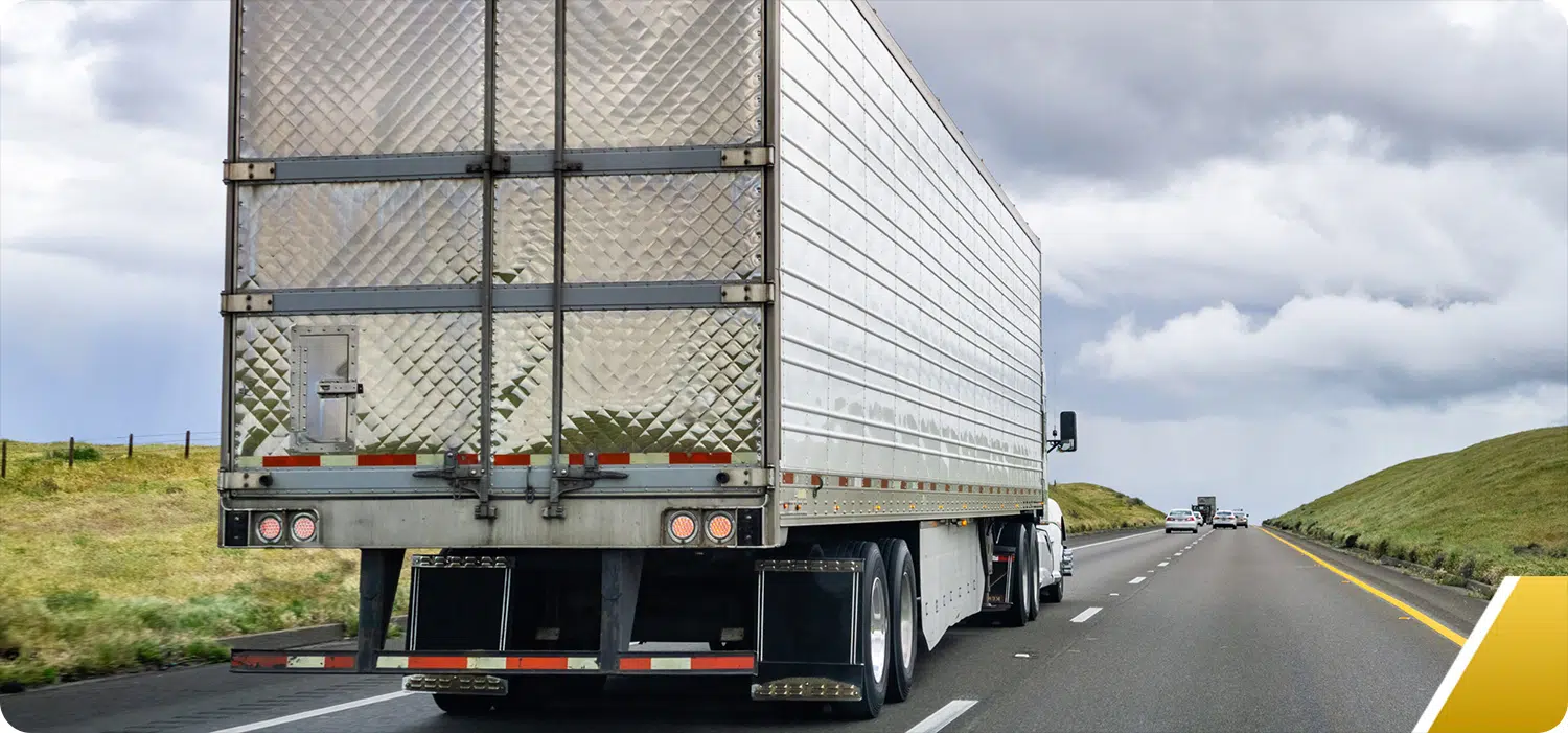 Truck driving on road